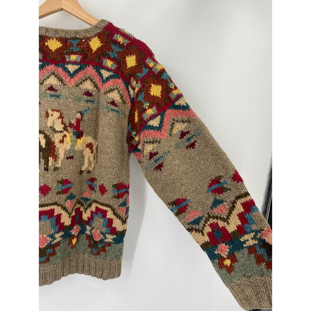 RARE Ralph Lauren Country 80s Vintage Horse Southwestern Pattern Wool Sweater - Picture 9 of 11